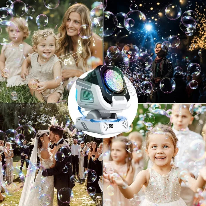 Bubble Blower Automatic 150 Degree Rotation RGB LED Rechargeable