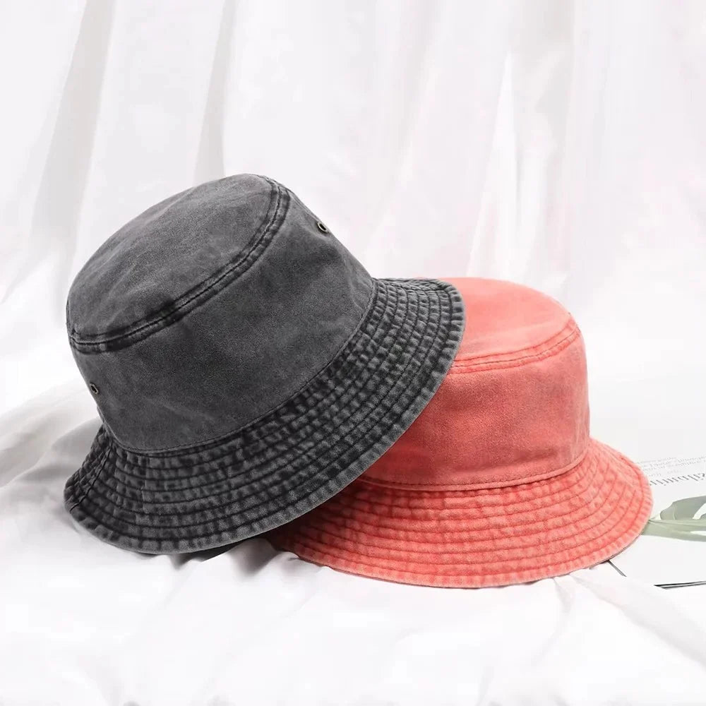 Bucket Hat Washed Denim Foldable Sun Protection