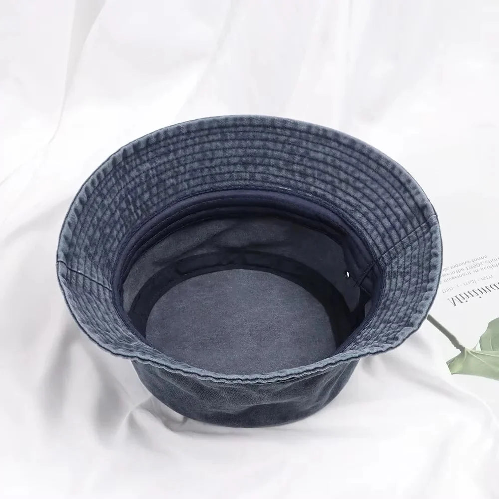Bucket Hat Washed Denim Foldable Sun Protection