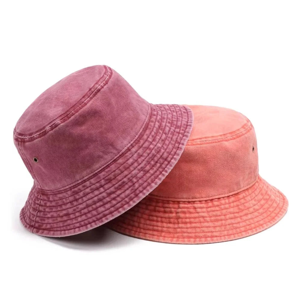 Bucket Hat Washed Denim Foldable Sun Protection