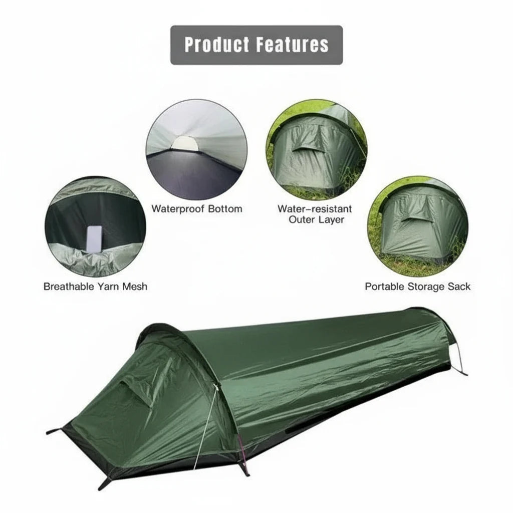Camping Tent Single-Person Lightweight Mesh Lining Reinforced Floor