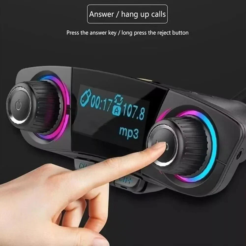 Car FM Transmitter Bluetooth 5.0 Dual USB Hands-Free Calling