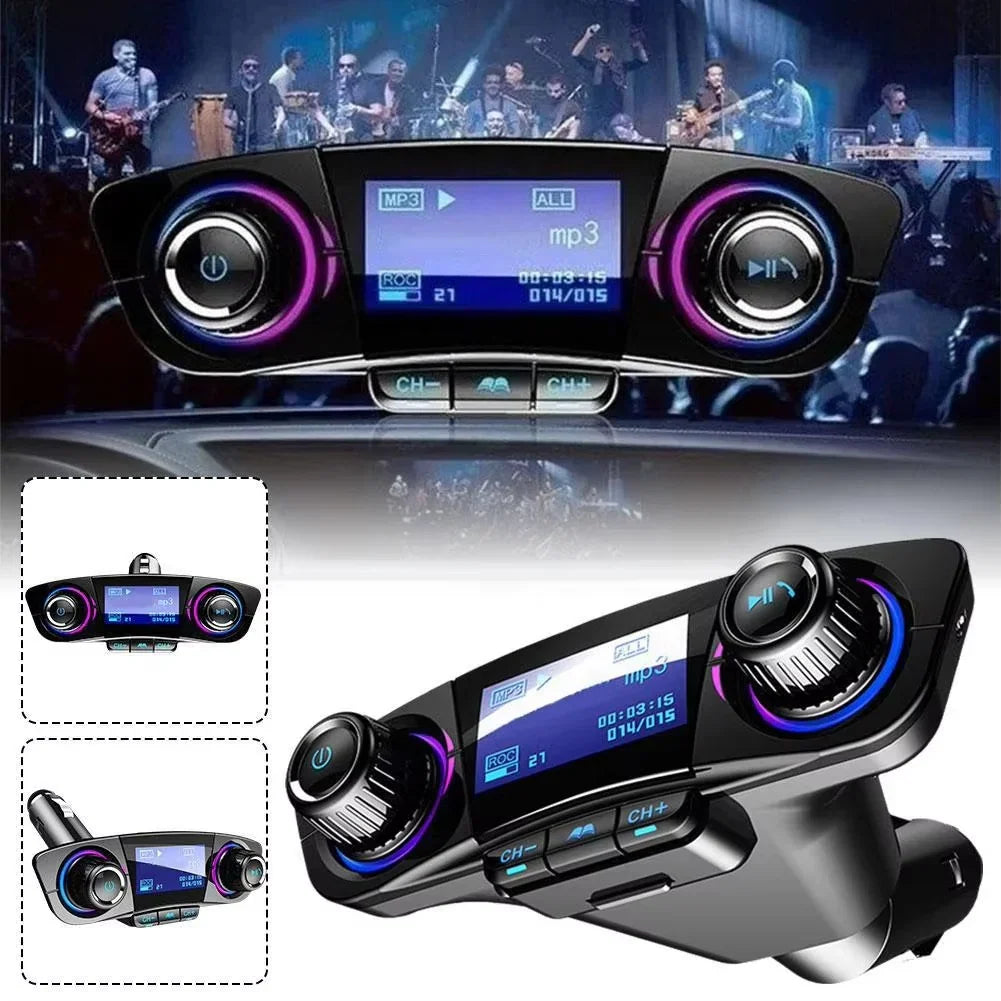 Car FM Transmitter Bluetooth 5.0 Dual USB Hands-Free Calling