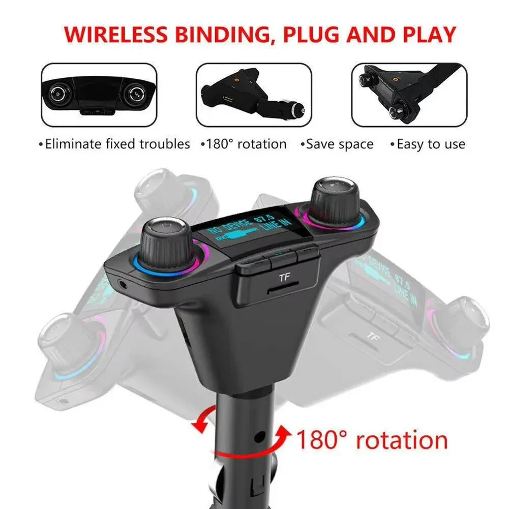 Car FM Transmitter Bluetooth 5.0 Dual USB Hands-Free Calling
