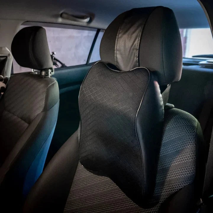 Car Headrest Pillow Contoured Memory Foam & Breathable Cover