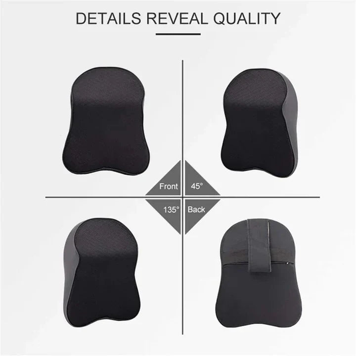 Car Headrest Pillow Contoured Memory Foam & Breathable Cover