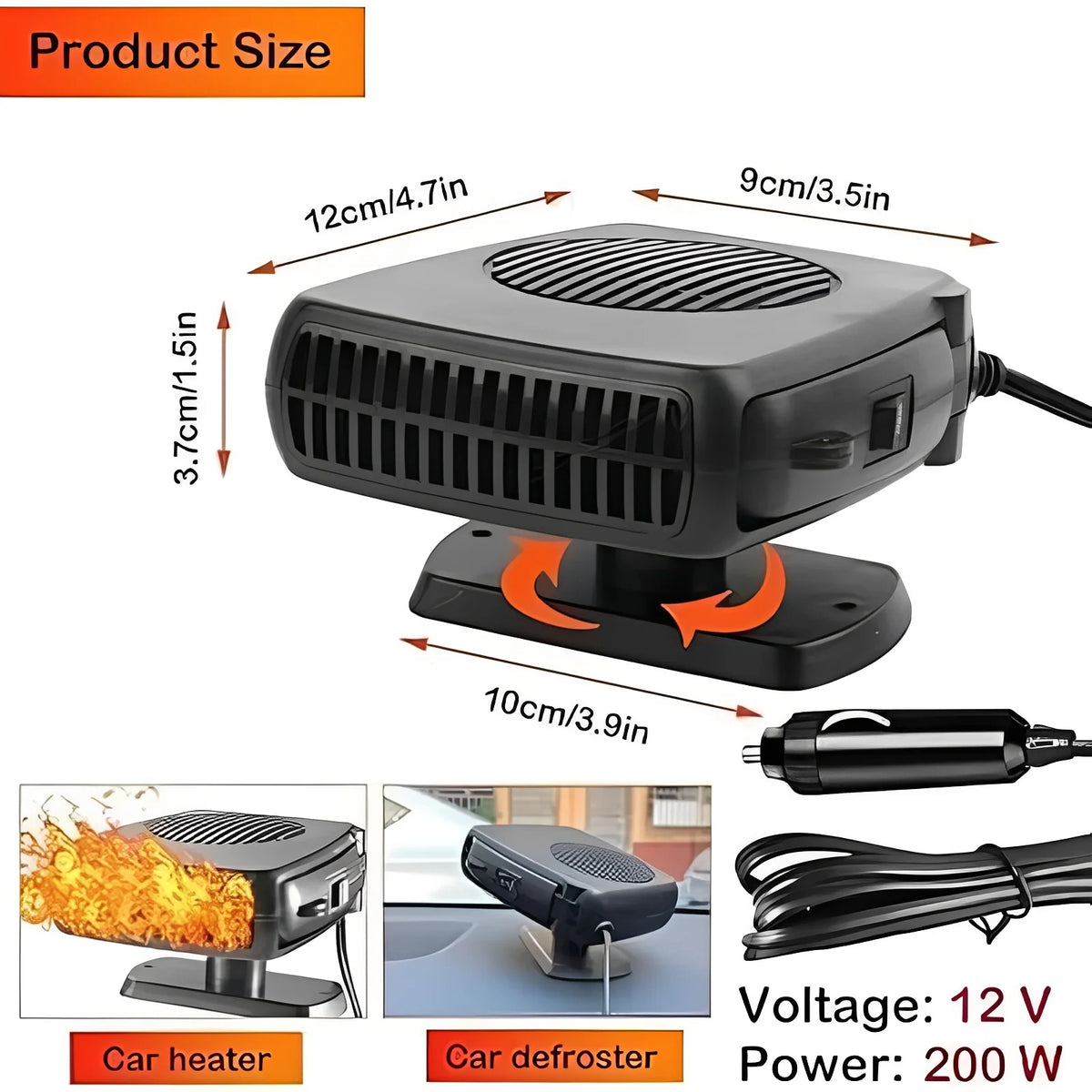 Car Heater & Fan Dual-Mode Windshield Defogger 12V 24V
