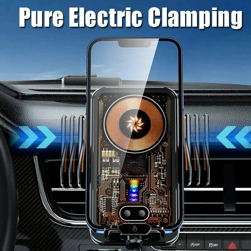 Car Phone Mount Auto-Clamping 66W Wireless Air Vent Clip