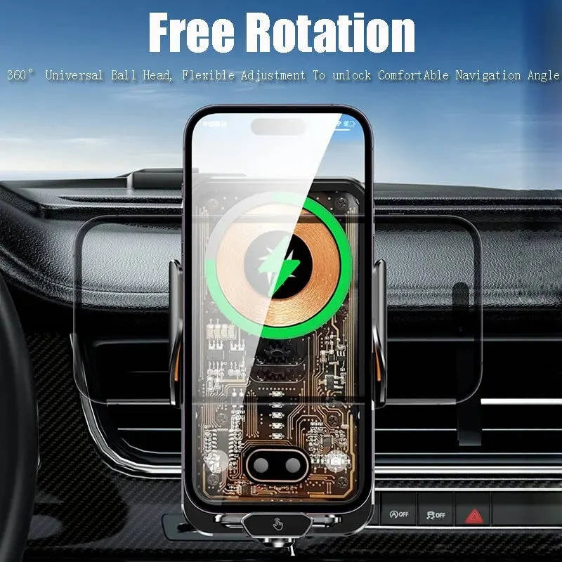 Car Phone Mount Auto-Clamping 66W Wireless Air Vent Clip