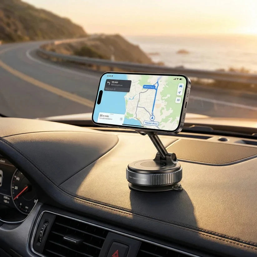 Car Phone Mount Magnetic 360° Rotation Suction & Adhesive