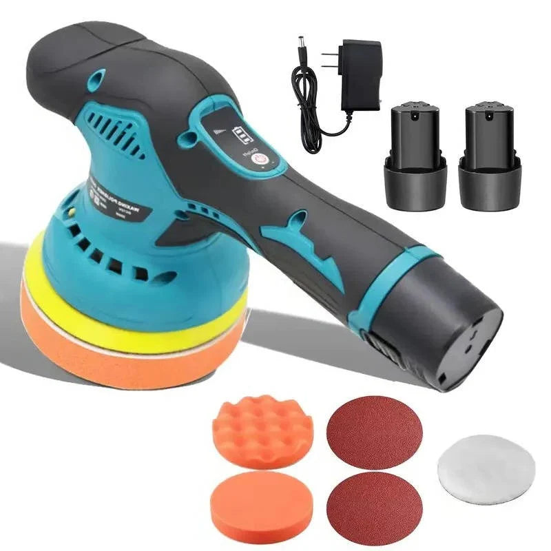 Car Polisher Cordless Dual-Battery 9mm Orbital
