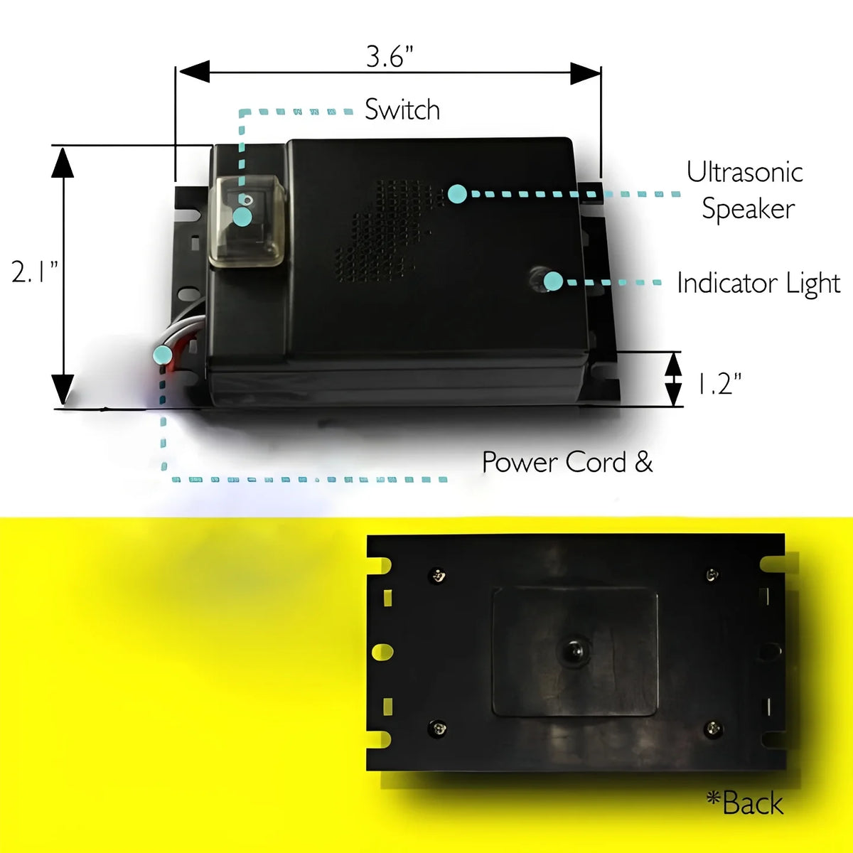 Car Rodent Repeller Ultrasonic 300 Sq Ft Battery-Powered