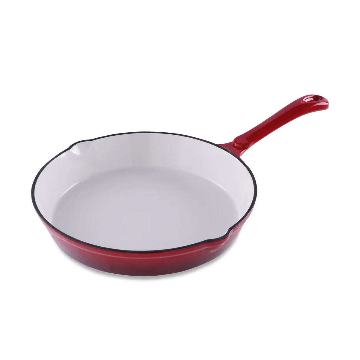 Cast Iron Fry Pan Ombre Red Enamel
