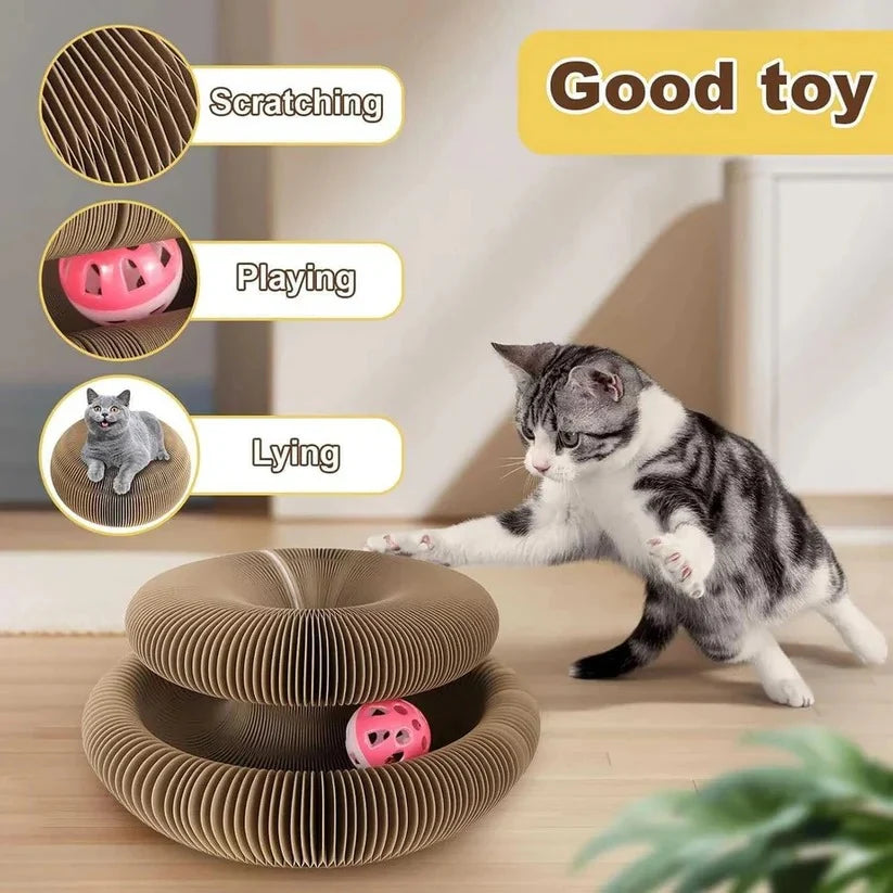 Cat Scratcher Collapsible Corrugated Magnetic Ball Track