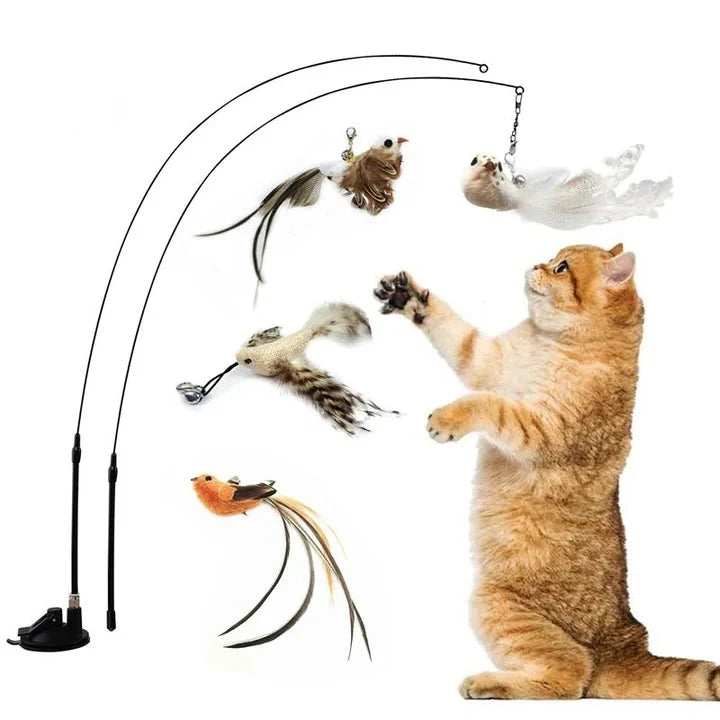 Cat Toy Set Fluttering Steel Wire Five Replaceable Birds