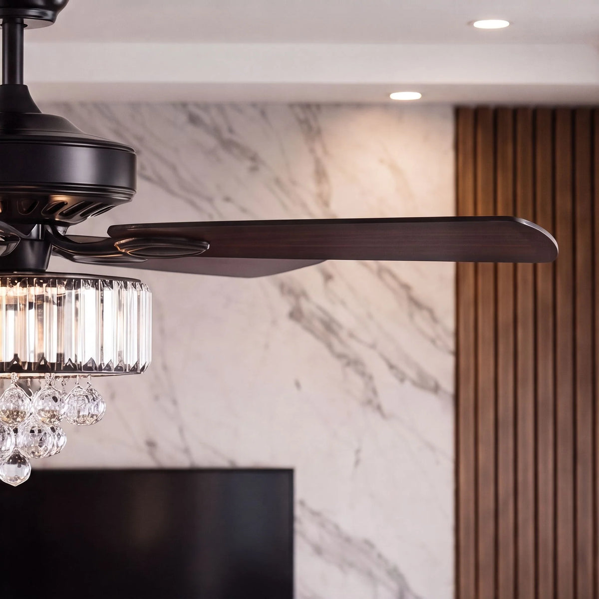 Ceiling Fan 52 Inch Quiet Motor Integrated Crystal Light