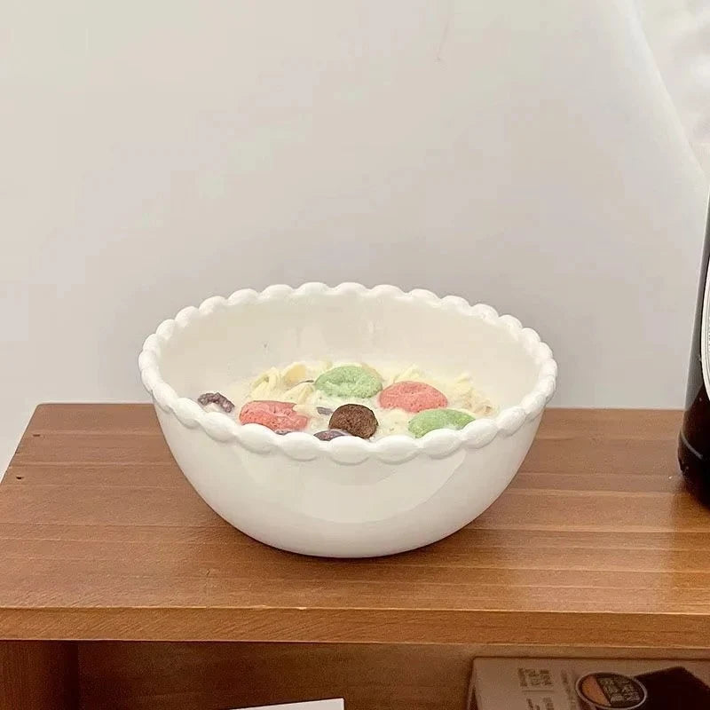 Ceramic Dish Beaded Pearl Rim & Smooth Gloss Glaze