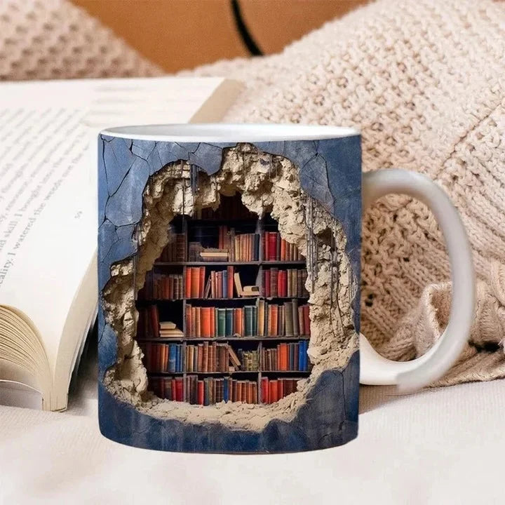 Ceramic Mug 3D Bookshelf Design Microwave & Dishwasher Safe
