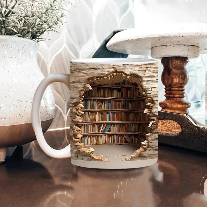 Ceramic Mug 3D Bookshelf Design Microwave & Dishwasher Safe