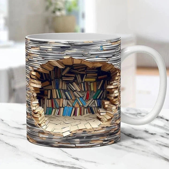 Ceramic Mug 3D Bookshelf Design Microwave & Dishwasher Safe