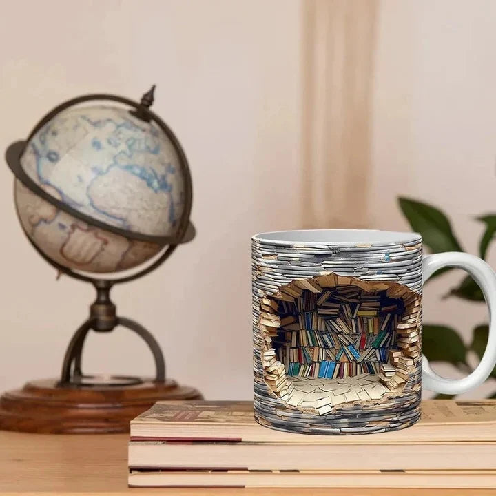 Ceramic Mug 3D Bookshelf Design Microwave & Dishwasher Safe