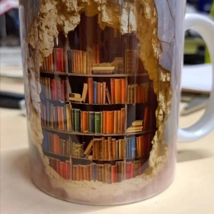 Ceramic Mug 3D Bookshelf Design Microwave & Dishwasher Safe