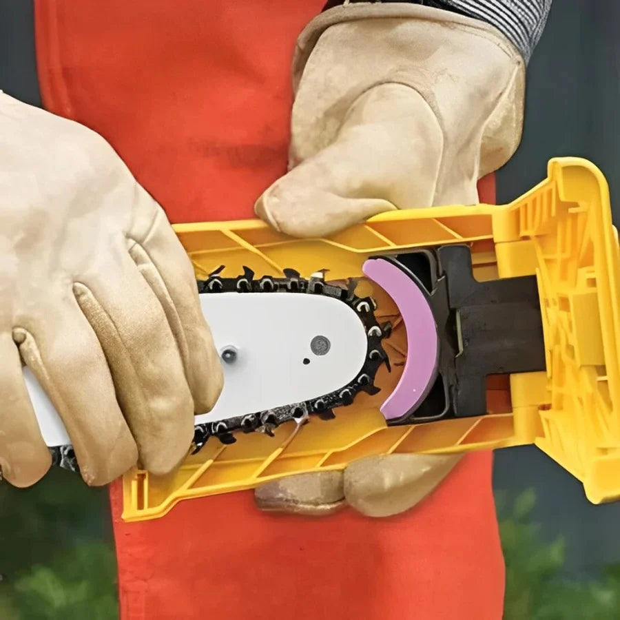 Chainsaw Sharpener Portable Press-To-Sharpen Fits 14–20 Inch Two-Hole Bars