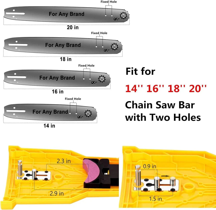 Chainsaw Sharpener Portable Press-To-Sharpen Fits 14–20 Inch Two-Hole Bars
