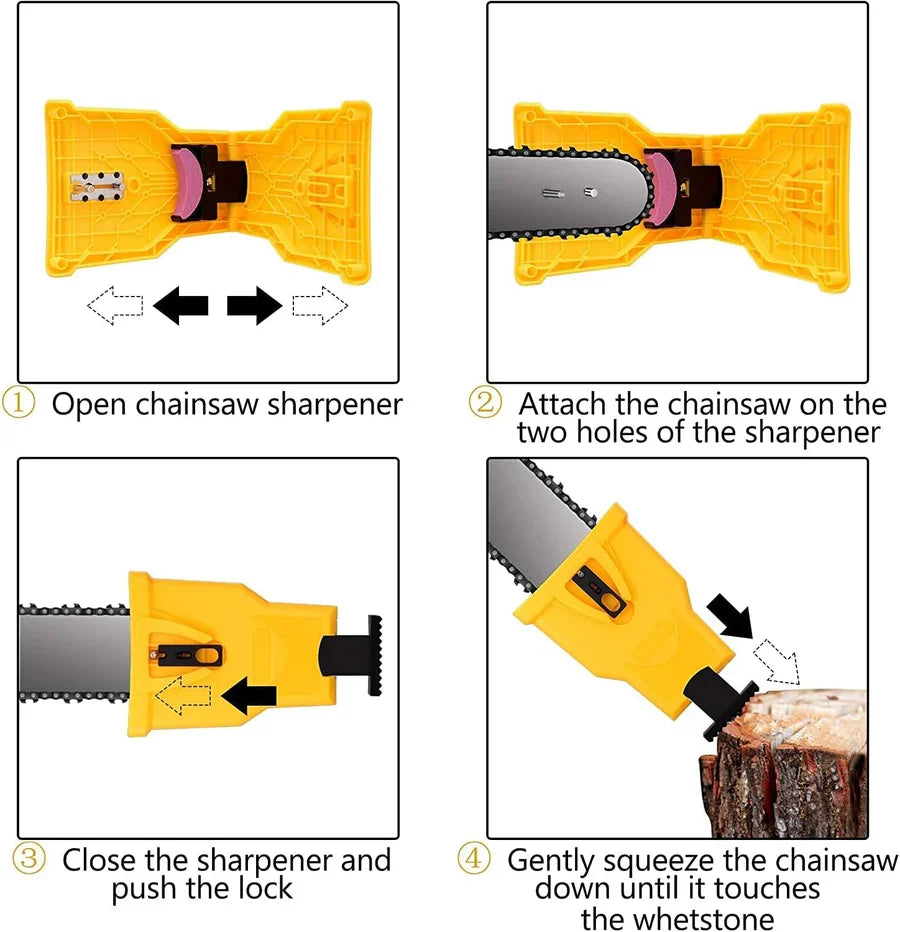 Chainsaw Sharpener Portable Press-To-Sharpen Fits 14–20 Inch Two-Hole Bars