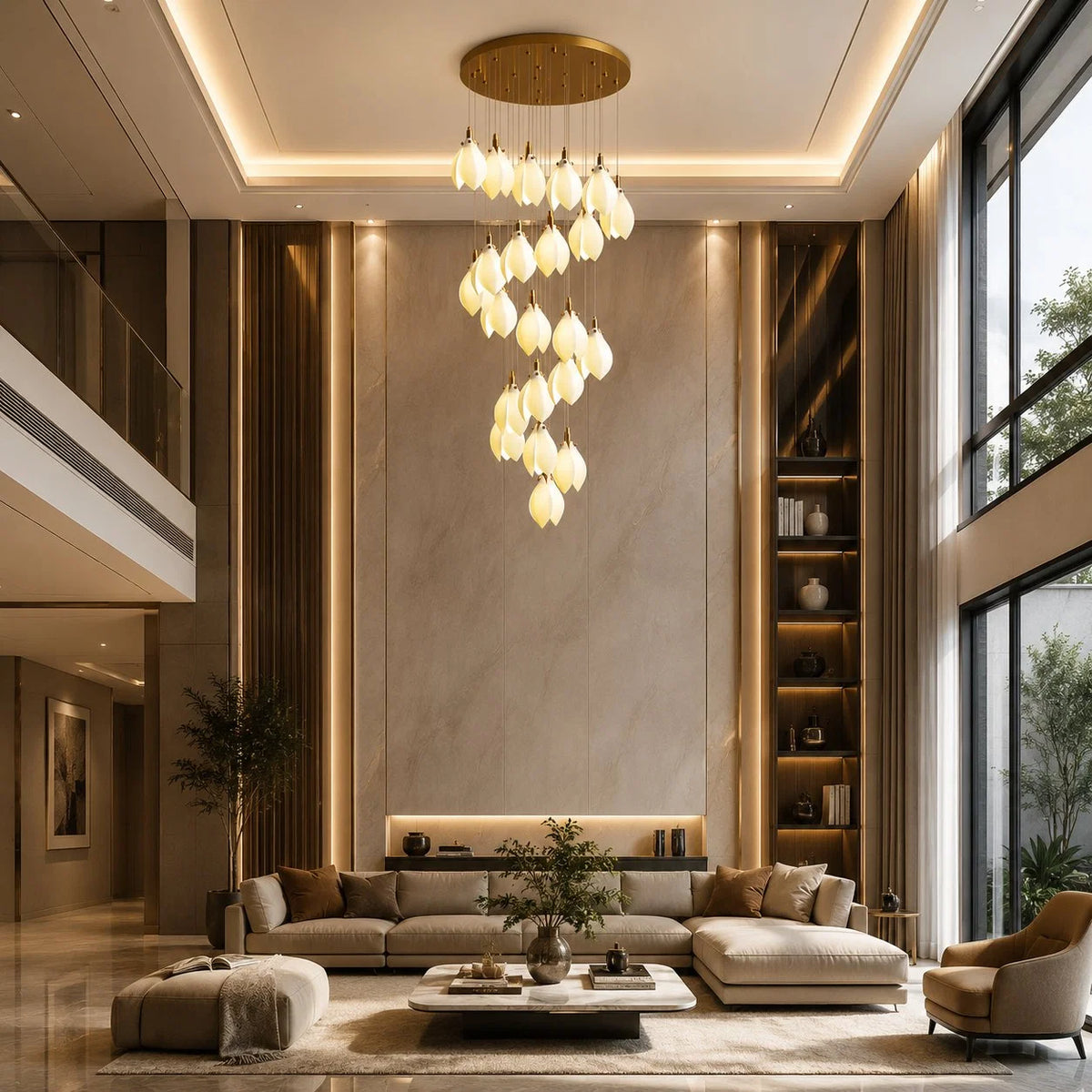 Chandelier Ceramic Petal Adjustable Height