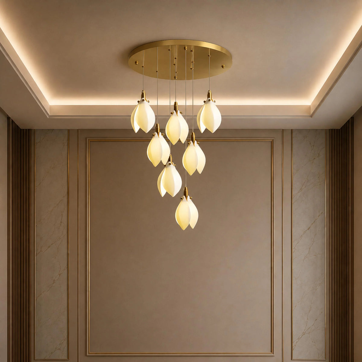 Chandelier Ceramic Petal Adjustable Height