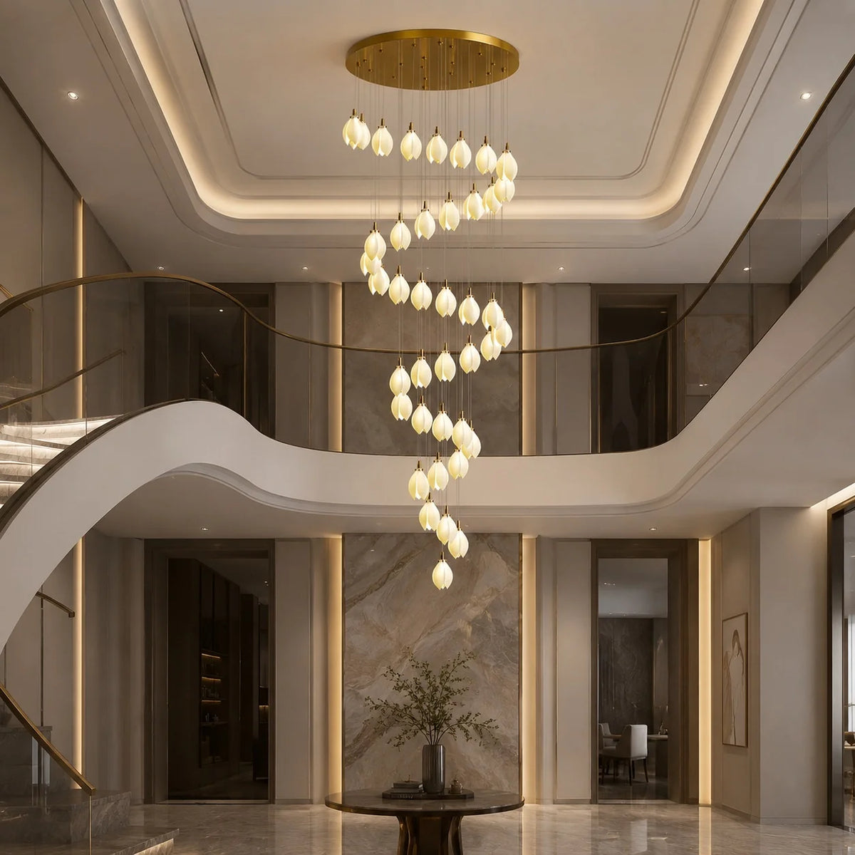 Chandelier Ceramic Petal Adjustable Height