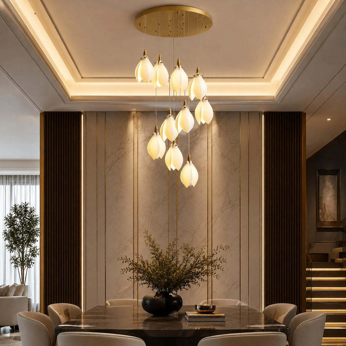 Chandelier Ceramic Petal Adjustable Height