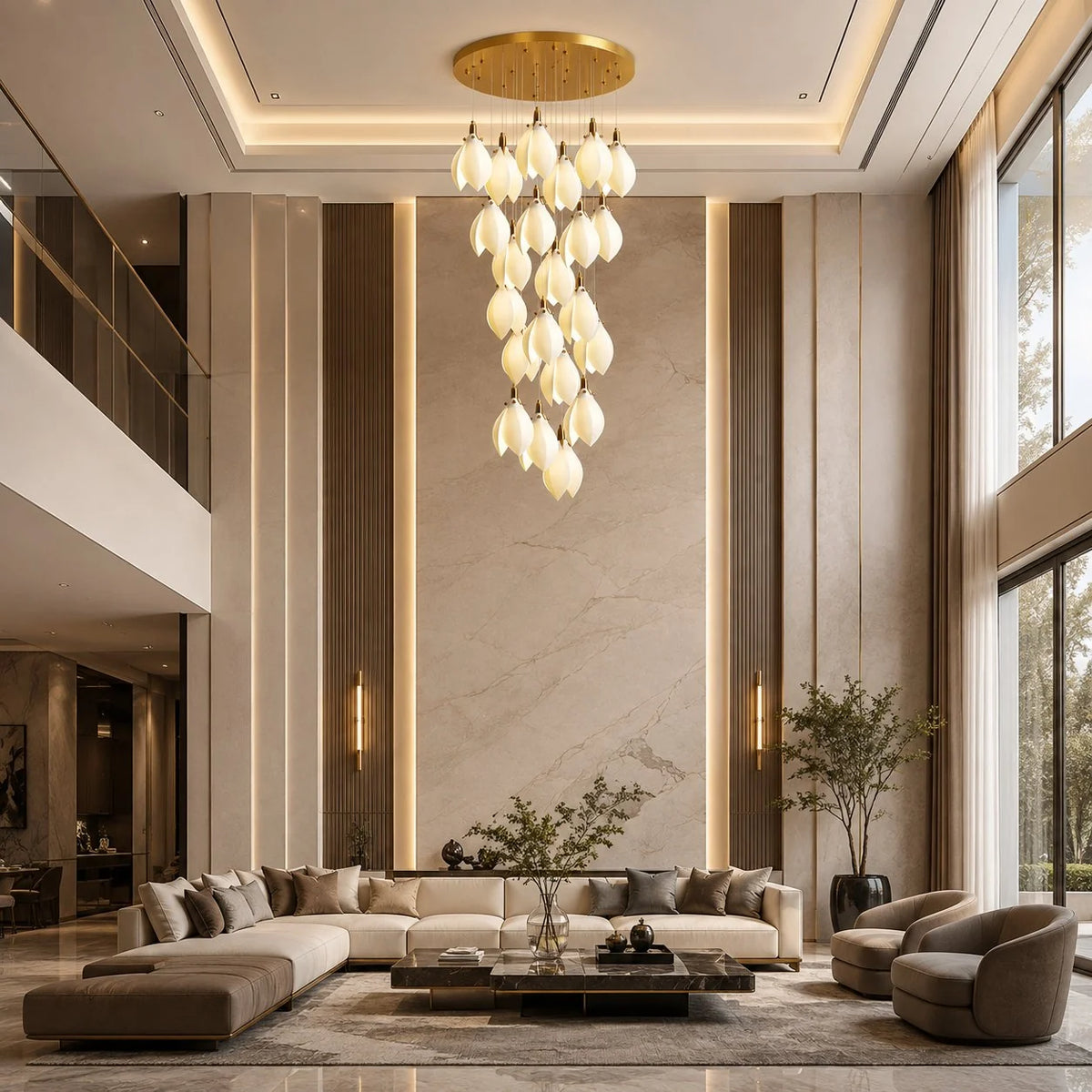 Chandelier Ceramic Petal Adjustable Height
