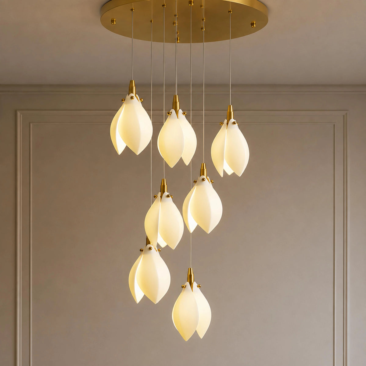 Chandelier Ceramic Petal Adjustable Height