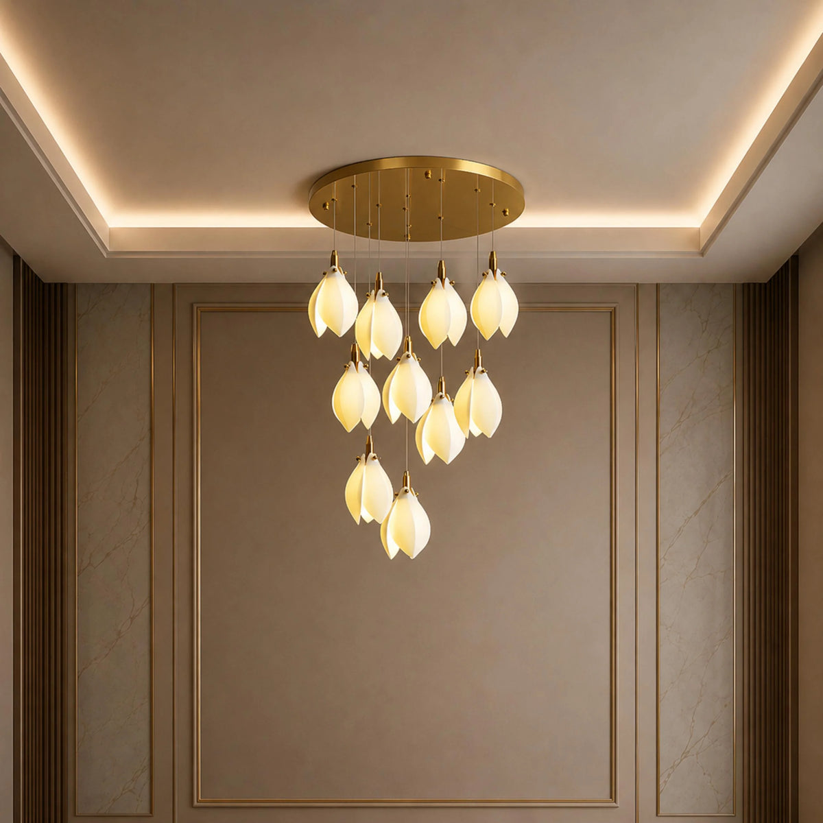 Chandelier Ceramic Petal Adjustable Height