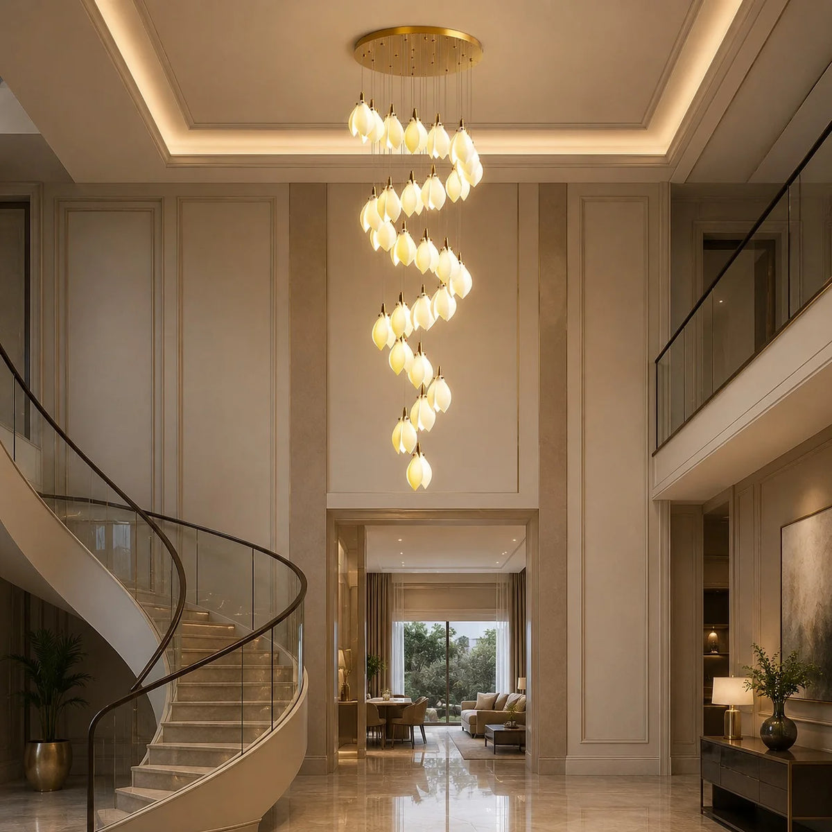 Chandelier Ceramic Petal Adjustable Height