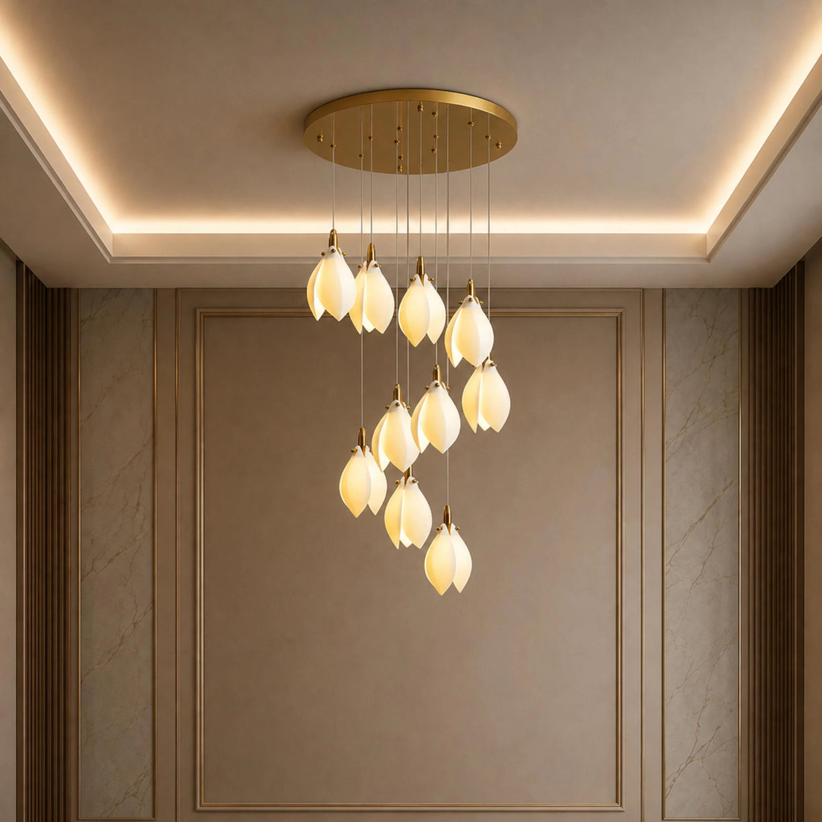 Chandelier Ceramic Petal Adjustable Height
