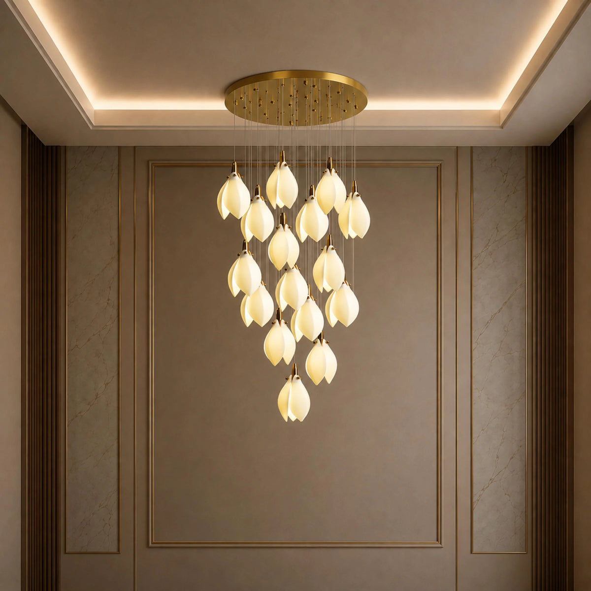 Chandelier Ceramic Petal Adjustable Height