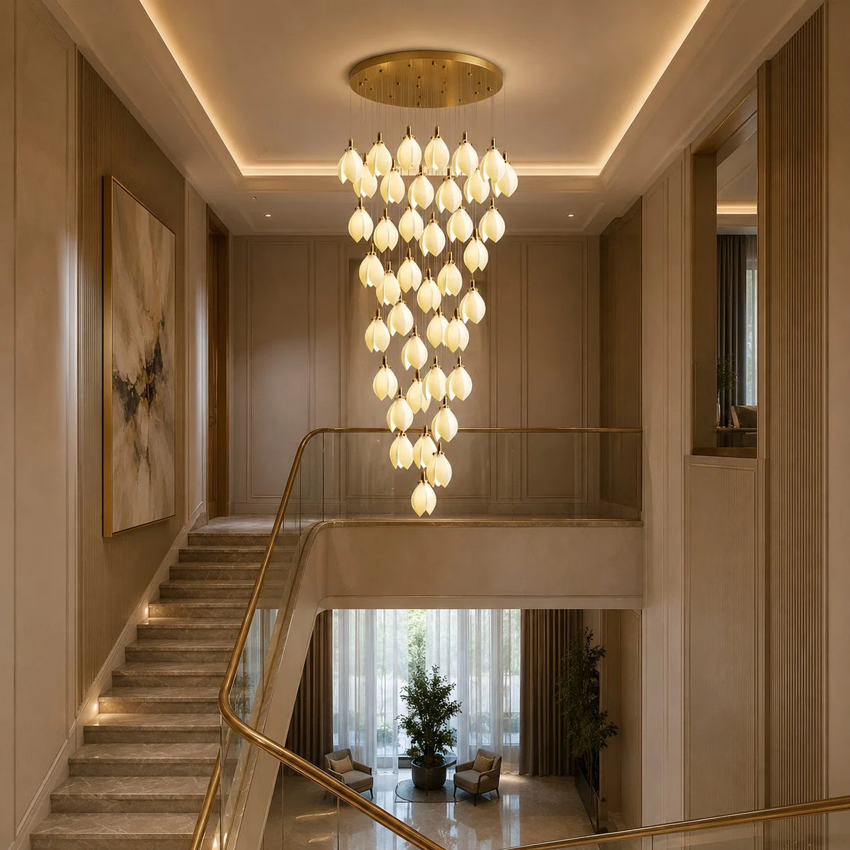 Chandelier Ceramic Petal Adjustable Height