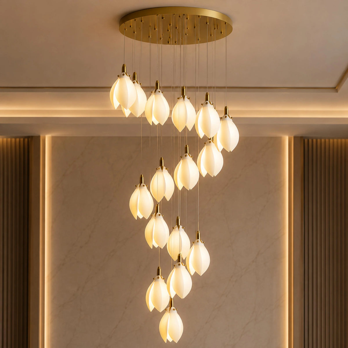 Chandelier Ceramic Petal Adjustable Height