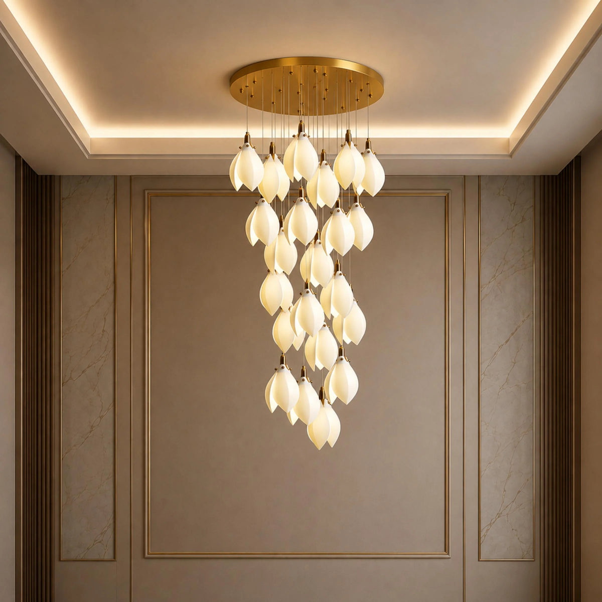 Chandelier Ceramic Petal Adjustable Height