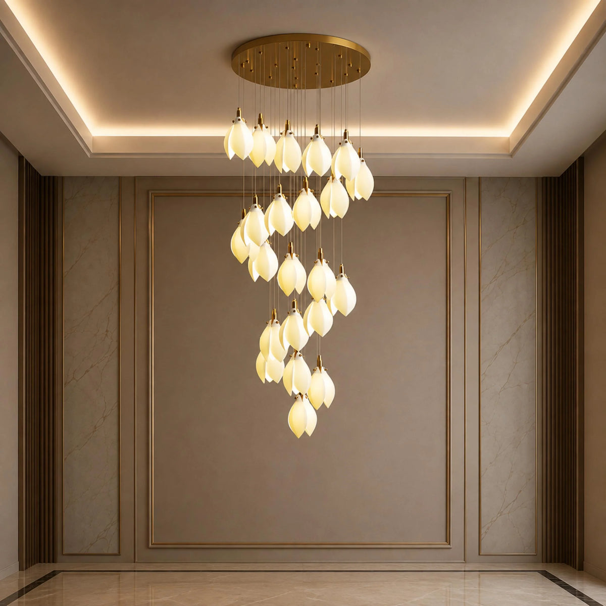 Chandelier Ceramic Petal Adjustable Height