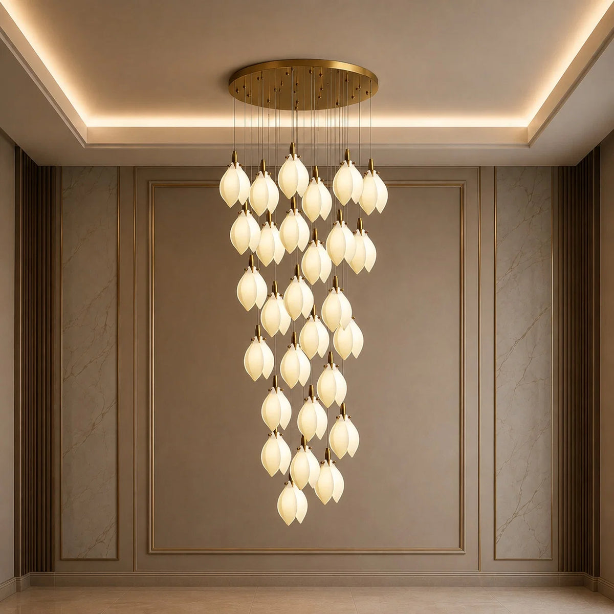Chandelier Ceramic Petal Adjustable Height