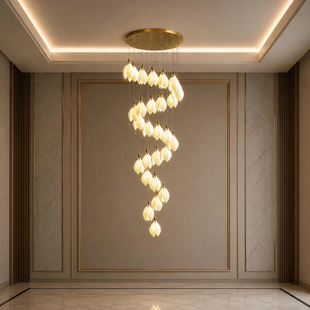 Chandelier Ceramic Petal Adjustable Height