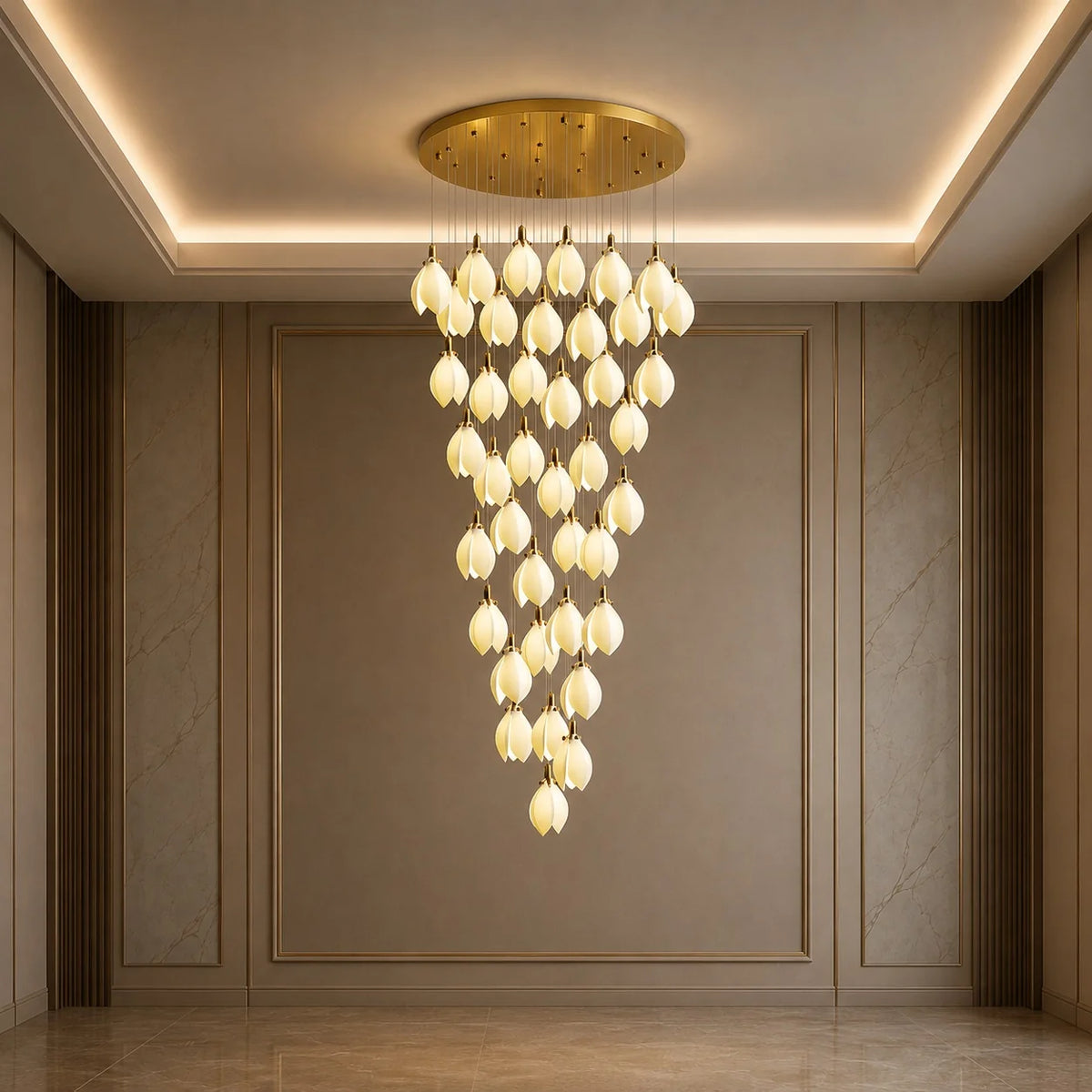 Chandelier Ceramic Petal Adjustable Height