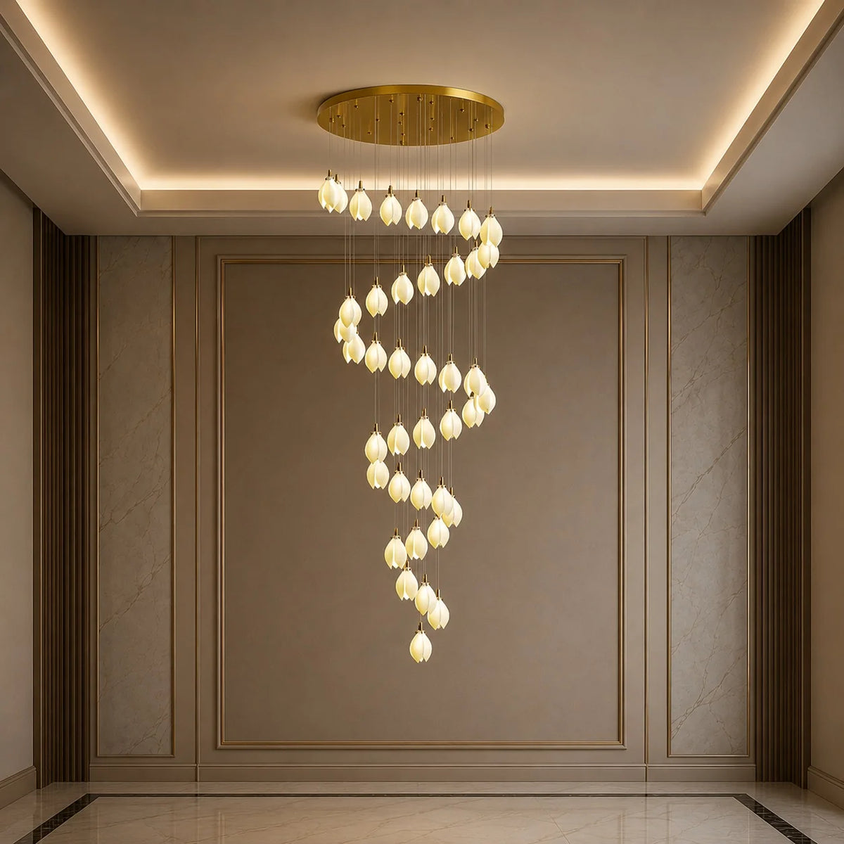 Chandelier Ceramic Petal Adjustable Height