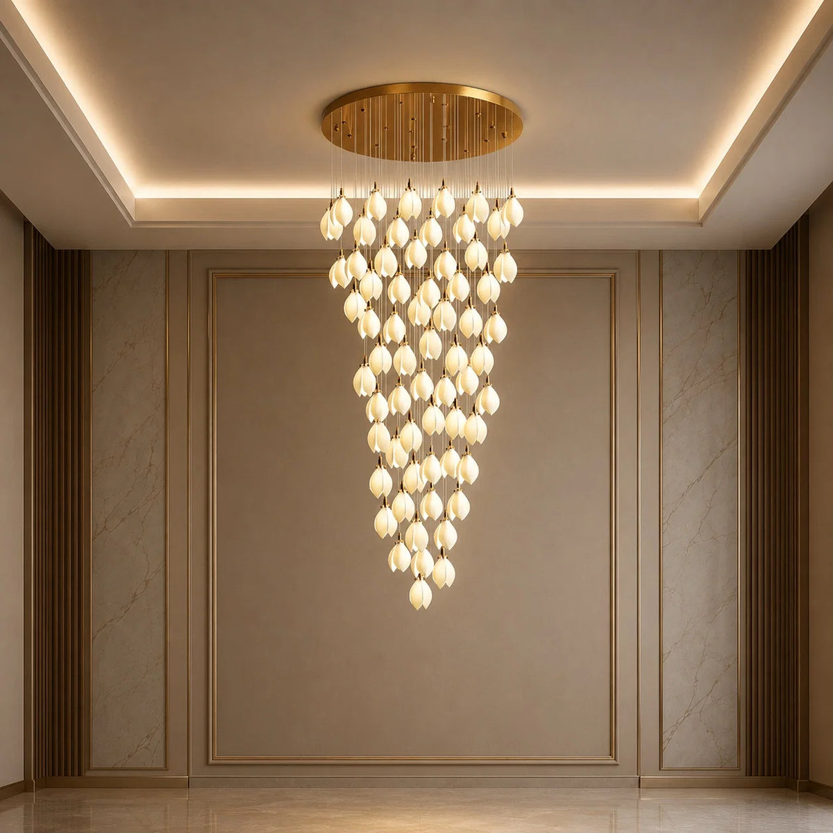 Chandelier Ceramic Petal Adjustable Height