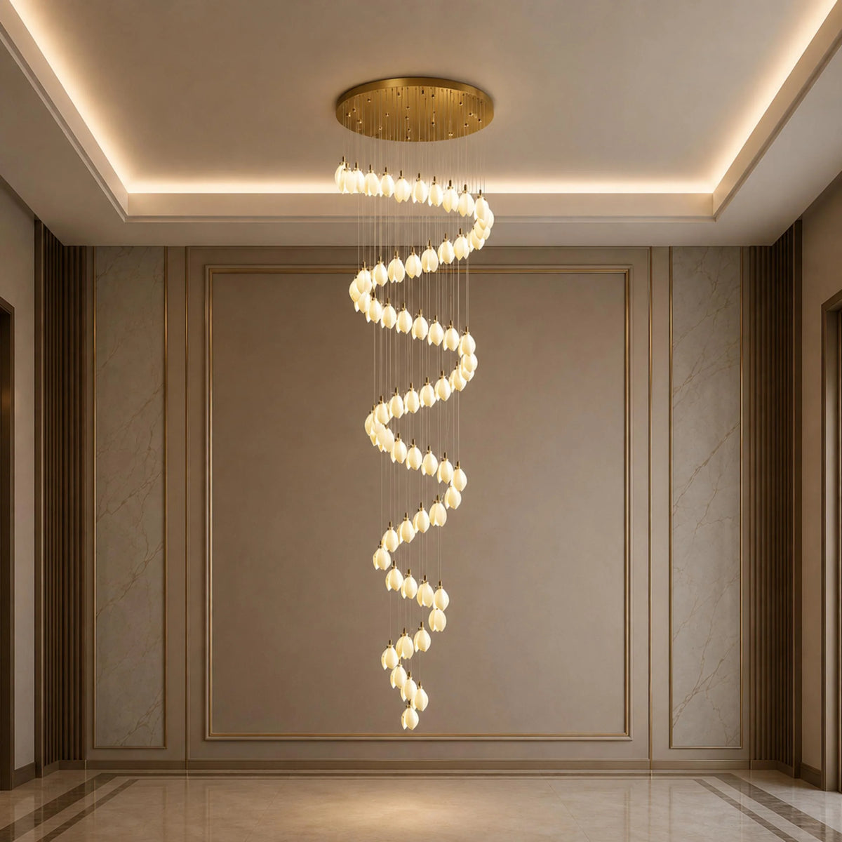 Chandelier Ceramic Petal Adjustable Height