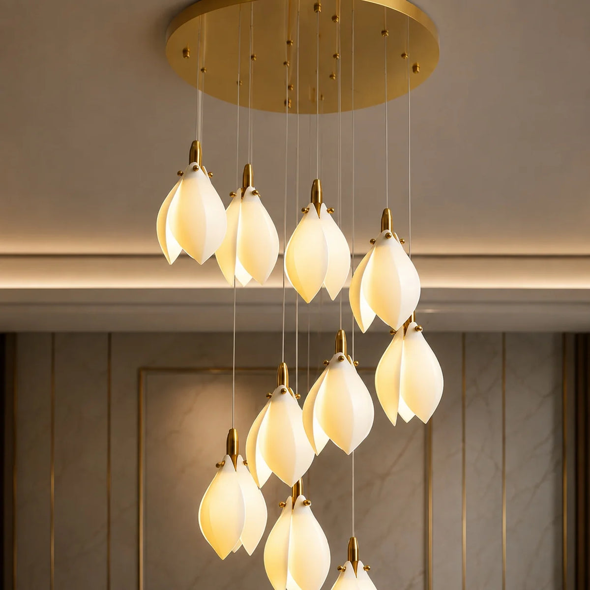 Chandelier Ceramic Petal Adjustable Height